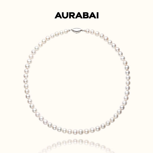 [Pre-Order] Aurora Freshwater Pearl Necklace with Silver Clasp 10MM