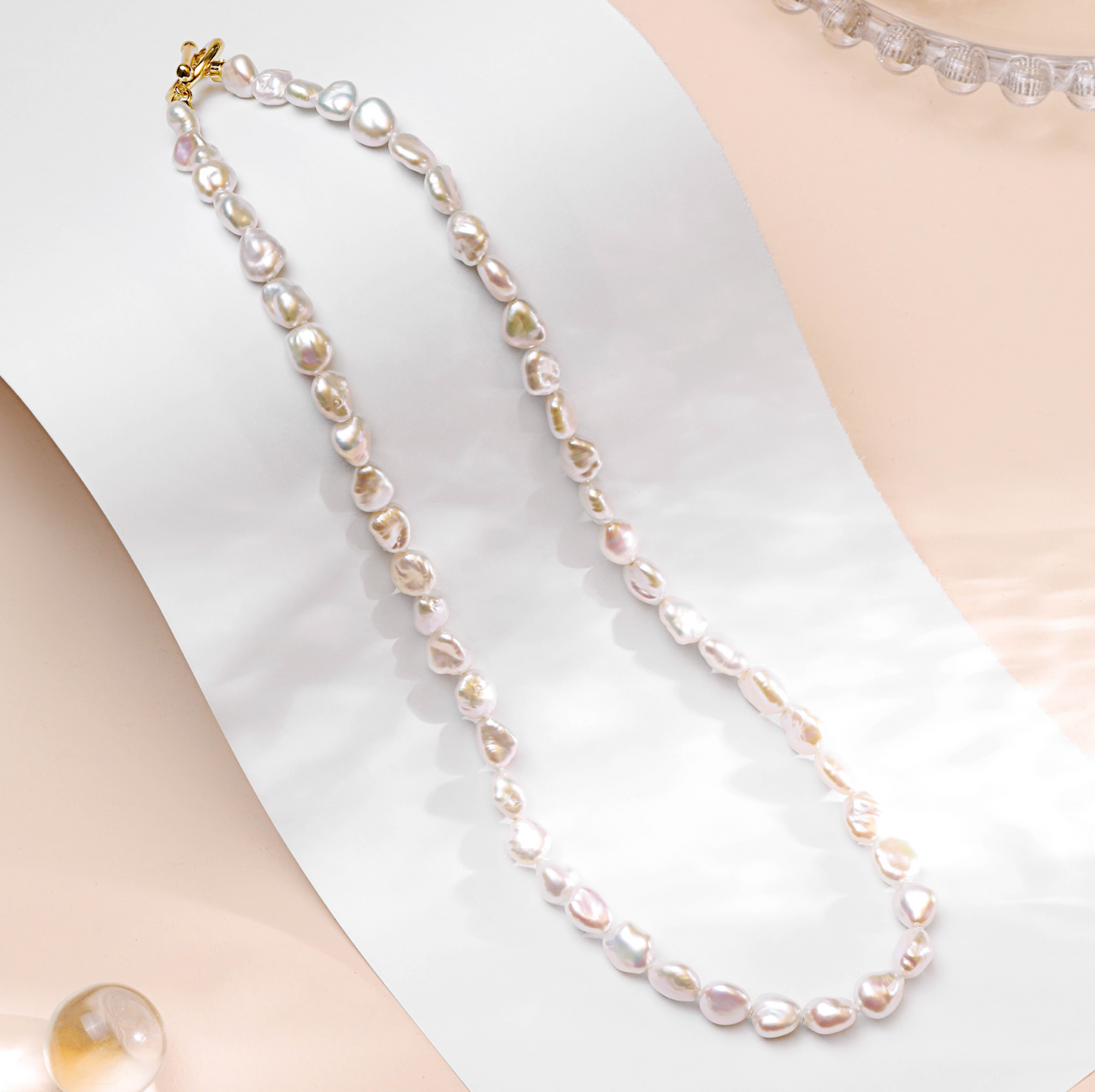 [Pre-Order] Keshi Freshwater Pearl Necklace with Silver Clasp 4-5MM